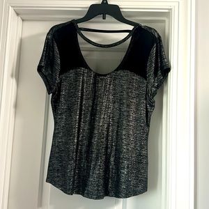 Shimmery black and silver short sleeve shirt
